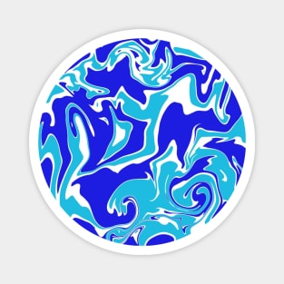 White and Blue Abstract Swirls Marble Pattern Magnet